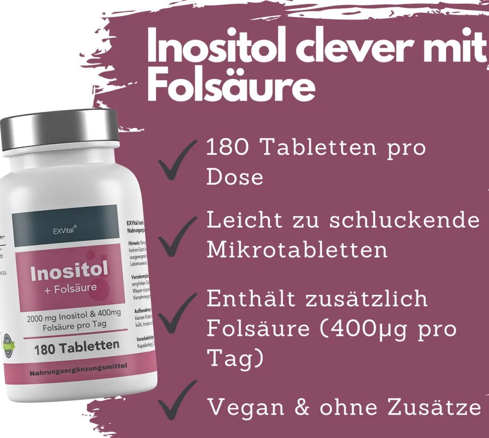 ® Inositol Vitamin B8 mit Folsäure 180 Tabletten>EXVITAL New