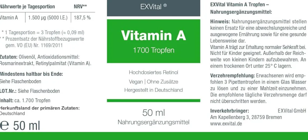 ® Vitamin A Tropfen (Retinol)>EXVITAL Clearance