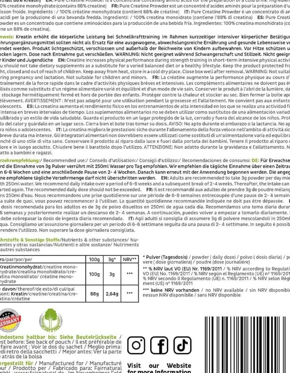 Kreatin Pulver Monohydrat>fairnatural Discount