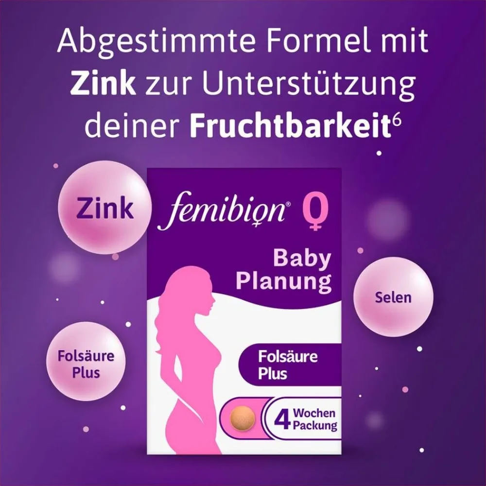 ® 0 BabyPlanung Nahrungsergänzungsmittel mit Folsäure Plus² - Jetzt 20% mit dem Code 20 sparen|Femibion New