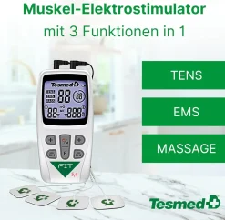Fit 5.4 TENS/EMS: 3-in-1 Reizstromgerät, Schmerzlinderung, Training, Massage, inkl. 4 Elektroden| Sale