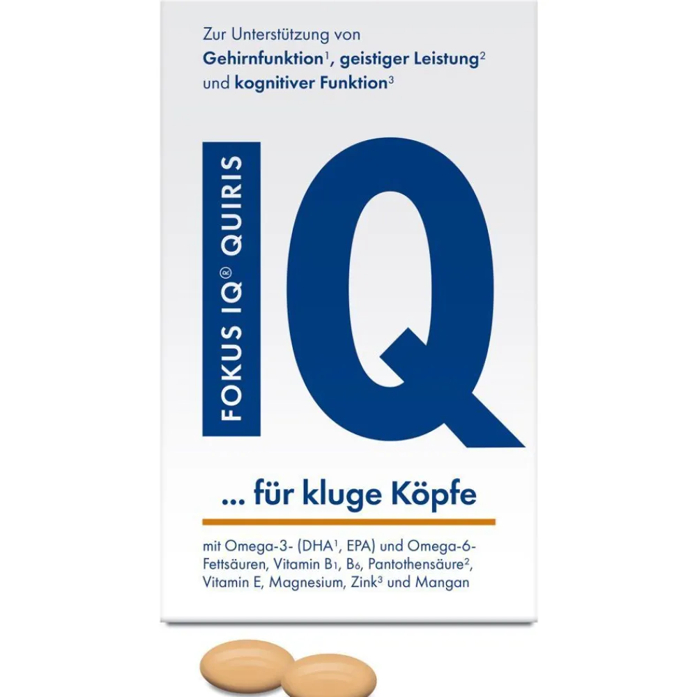 FOKUS IQ QUIRIS zur Unterstützung geistiger Leistungsfähigkeit mit Omega-3 und 6 und Vitamin-Mineralstoff Komplex>