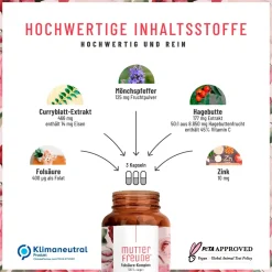 Folsäure Komplex Mönchspfeffer hochdosiert Eisen Zink 90 vegan Kapseln Mutterfreude ®>NATURTREU Sale