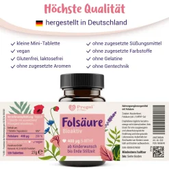 Folsäure Tabletten bioaktiv (L-5-MTHF-Ca) - von PregniVital®| Online