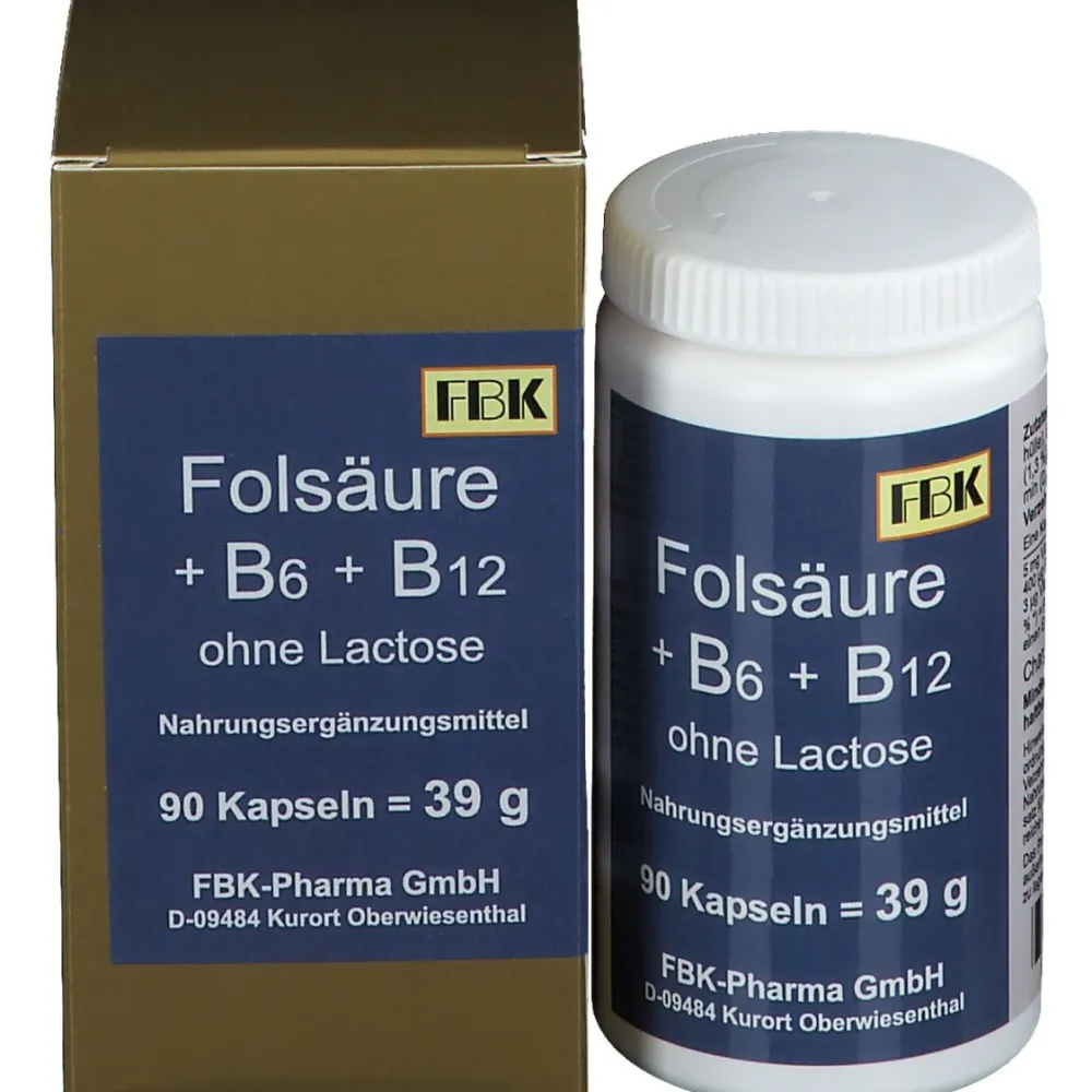Folsäure + Vitamin B6 + Vitamin B12 ohne Lactose>