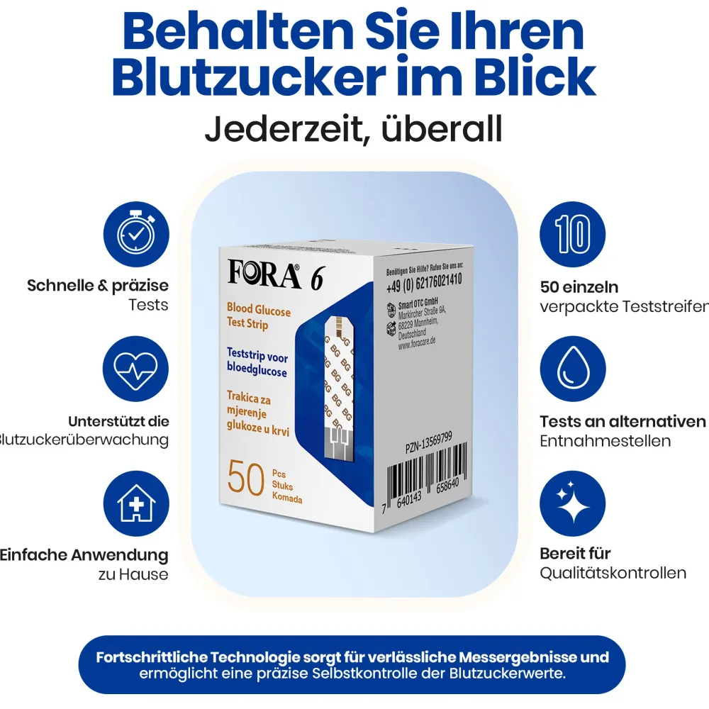 FORA 6 Connect Blutzuckermessgerät – mg/dl - The Tester| Online