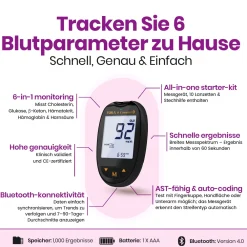 FORA 6 Connect Ketone-Messgeräts (Multi-Parameter) - mg/dl>TESTER New