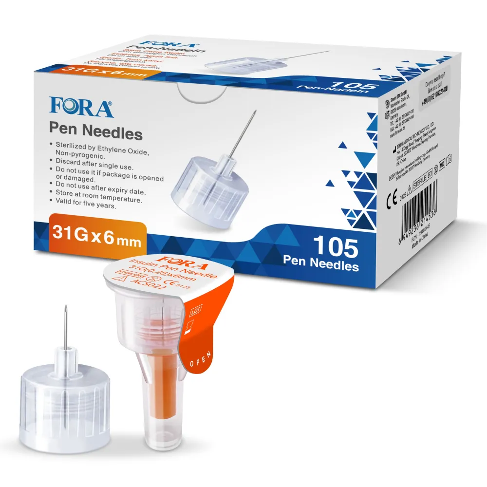 FORA Pen-Nadeln 31G 6mm (105 Stück) - Insulin Pen Nadeln - Nadeln für Spritzen - The>TESTER Best