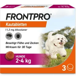 FRONTPRO® Kautablette gegen Zecken und Flöhe für Hunde (2-4kg)> Hot