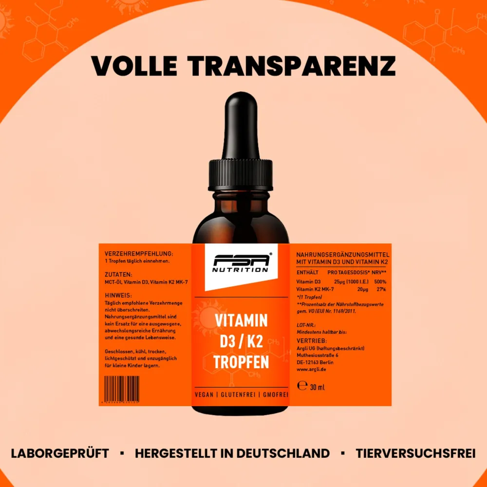 Vitamin D3 K2-MK7 Tropfen|FSA NUTRITION Hot