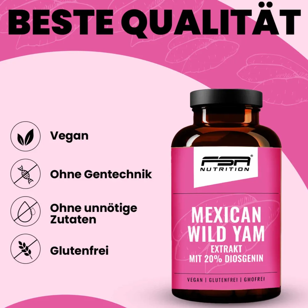 Yamswurzel Extrakt | Mexican Wild Yams Extrakt mit 20% Diosgenin 180 Kapseln im Glas|FSA NUTRITION Sale