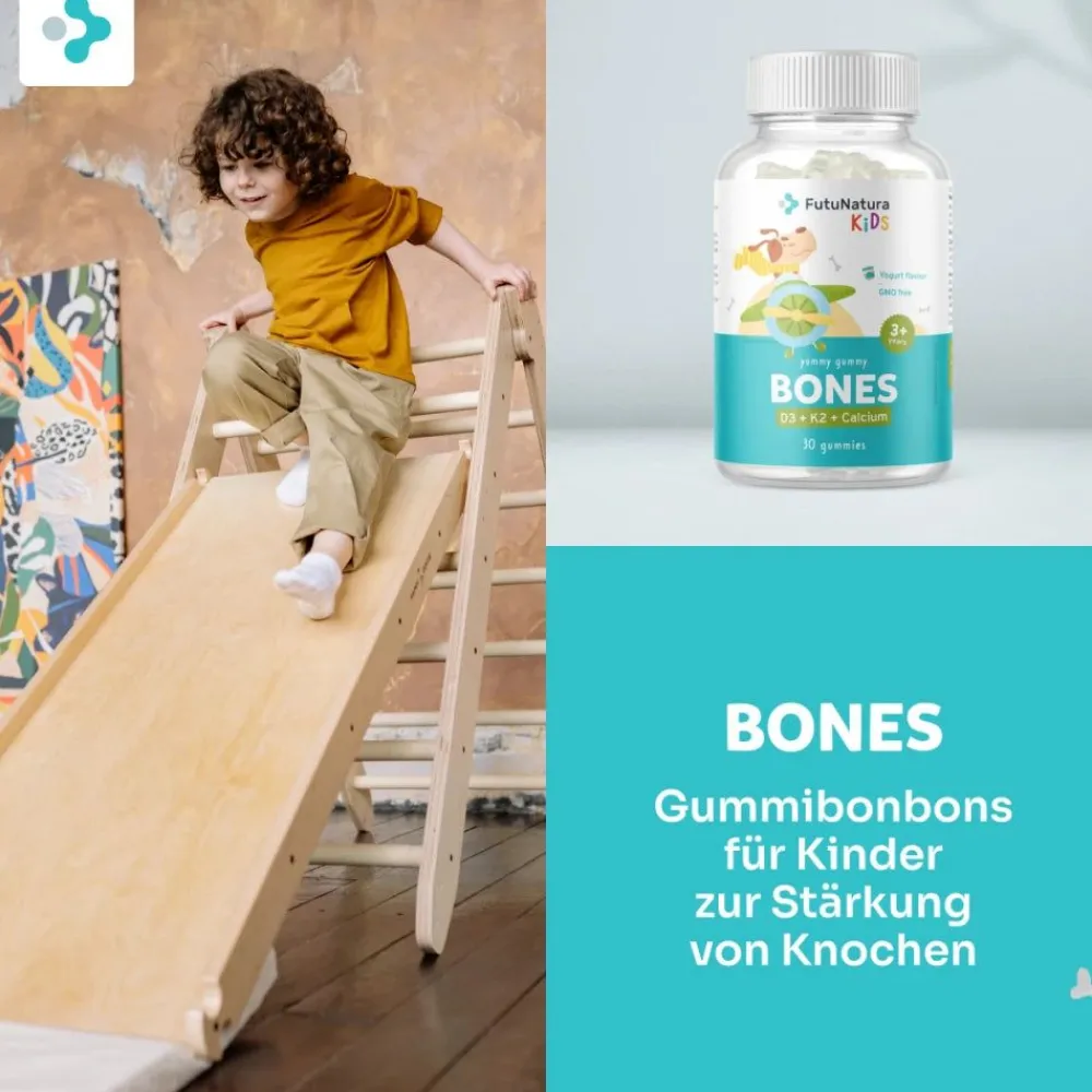 Bones Gummies für Kinder - D3 + K2 + Kalzium für Knochen & Zähne|FutuNatura Clearance