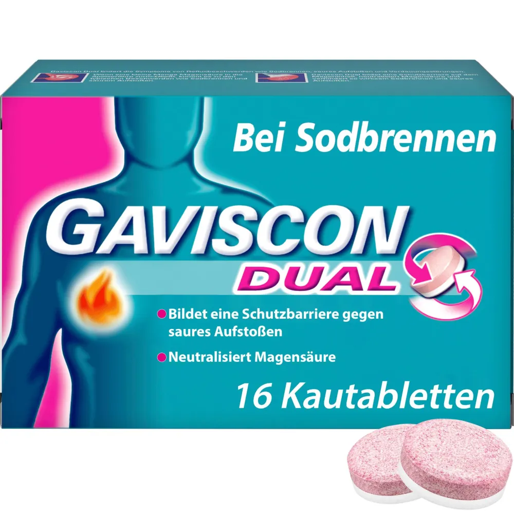 ® Dual Kautabletten mit Zweifachwirkung gegen Sodbrennen|Gaviscon New