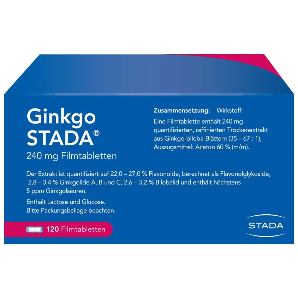 Ginkgo Biloba STADA® 240 mg bei Gedächtnis- und Konzentrationsstörungen - Jetzt 15% mit dem Code stada15 sparen*| Online