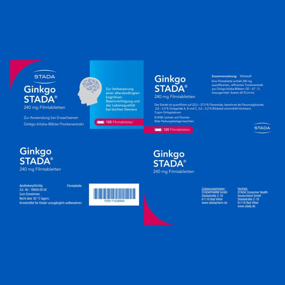 Ginkgo Biloba STADA® 240 mg bei Gedächtnis- und Konzentrationsstörungen - Jetzt 15% mit dem Code stada15 sparen*| Online