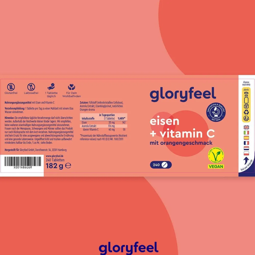 ® Eisen + Vitamin C Kapseln|gloryfeel Hot