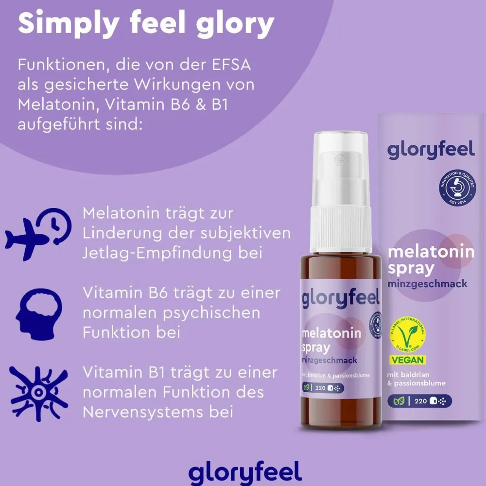 ® Melatonin + Baldrian, Lavendel + Melissen Extrakt Spray Minze|gloryfeel New