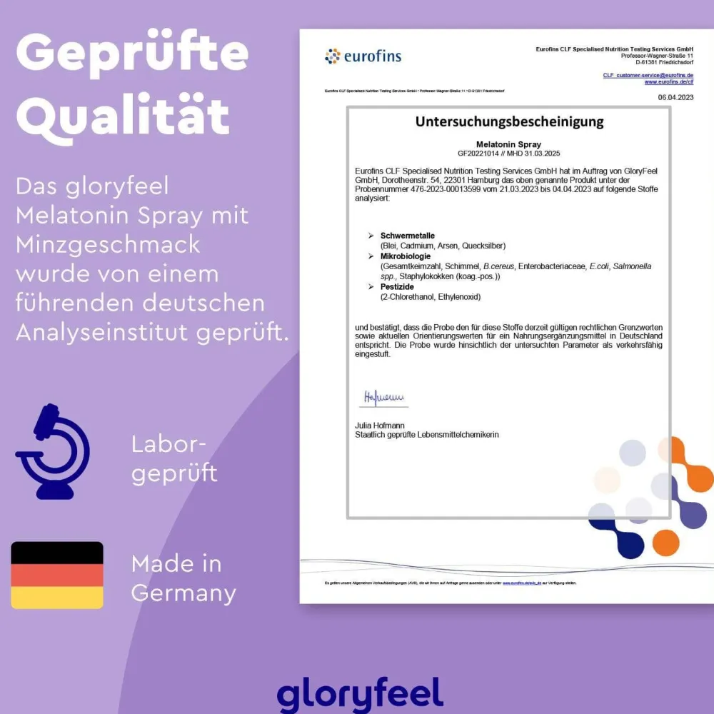 ® Melatonin + Baldrian, Lavendel + Melissen Extrakt Spray Minze|gloryfeel New