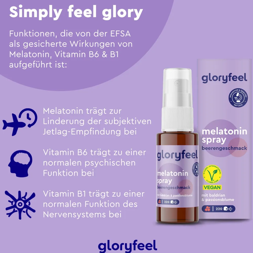 ® Melatonin Spray Beere - Passionsblume, Baldrian, Melisse, Lavendel, Vitamin B6 & B1|gloryfeel Sale