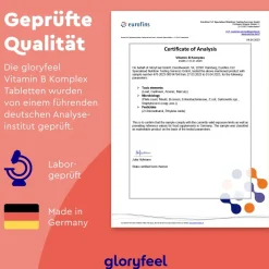 ® Vitamin B Komplex - 200 Kapseln - 500µg B12 + höchst bioaktiv|gloryfeel