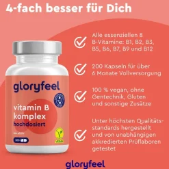 ® Vitamin B Komplex - 200 Kapseln - 500µg B12 - hochdosiert - 8 B-Vitamine><noscript><img width=