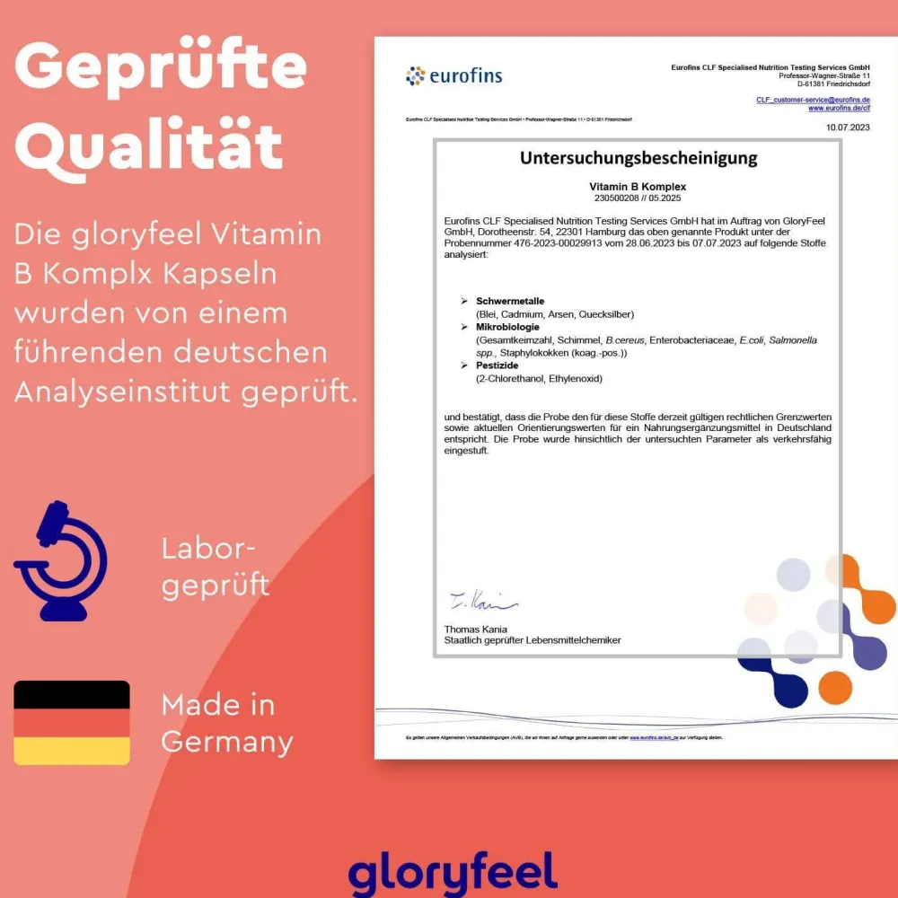 ® Vitamin B Komplex - 200 Kapseln - 500µg B12 - hochdosiert - 8 B-Vitamine>gloryfeel Clearance