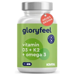 ® Vitamin D3 K2 Omega 3 - 5000 IE + K2VITAL® + 1000mg Fischöl Triglyceride Form (DHA + EPA)>gloryfeel Hot