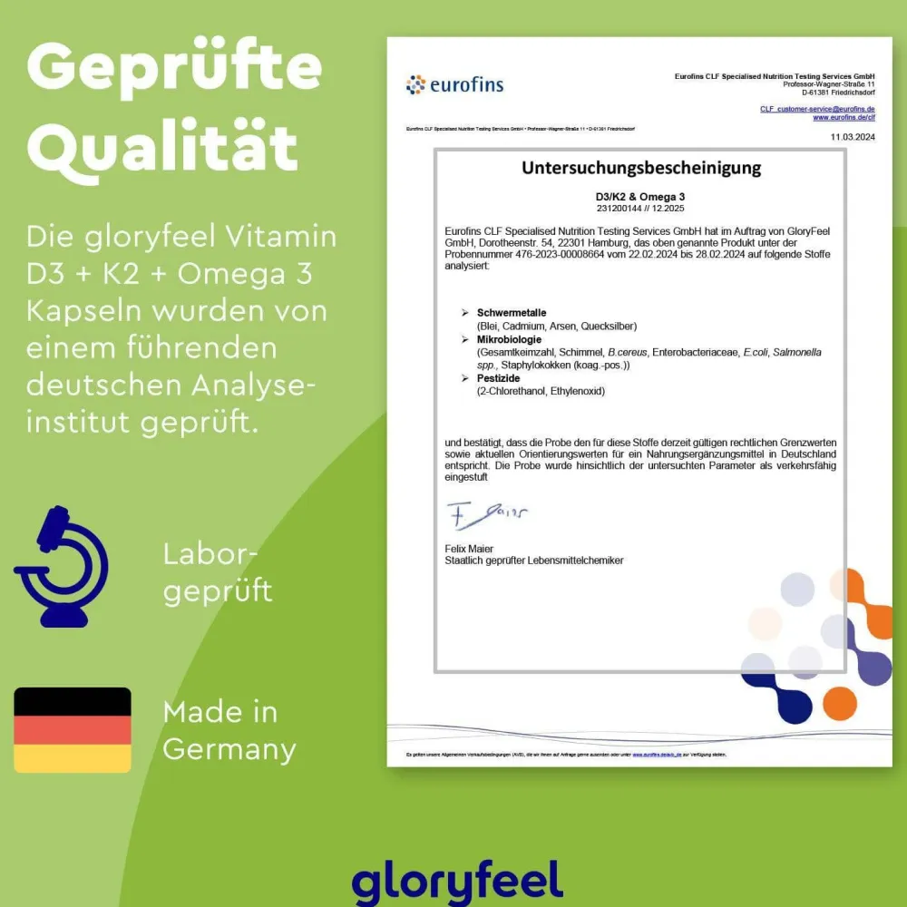 ® Vitamin D3 K2 Omega 3 - 5000 IE + K2VITAL® + 1000mg Fischöl Triglyceride Form (DHA + EPA)>gloryfeel Hot