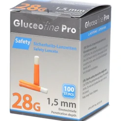 Gluceofine® Pro Safety Sicherheits-Lanzetten 28 G, 1,5 mm>