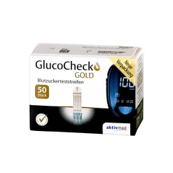 GOLD Blutzuckermessgerät (mmol/L) + 60 Teststreifen><noscript><img width=