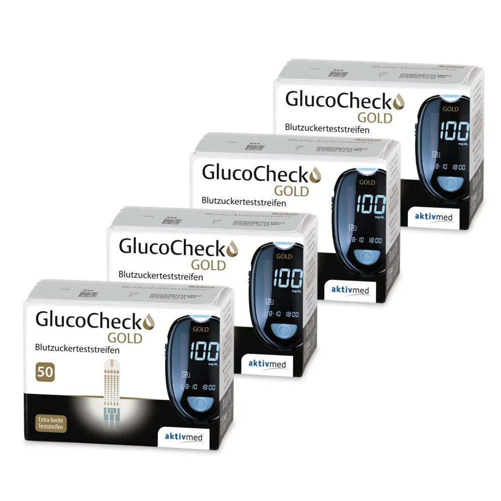 GOLD Blutzuckerteststreifen, 200 Stück|GlucoCheck Discount