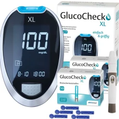 XL Messgerät (mg/dl] + 110 Teststreifen>GlucoCheck New