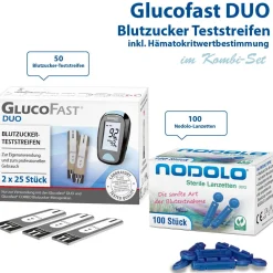 Glucofast Duo Blutzucker-Teststreifen und Nodolo Lanzetten im Kombiset> Sale