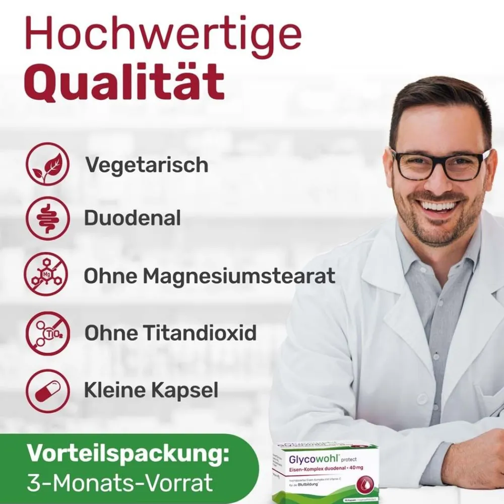 GLYCOWOHL® Eisen-Komplex duodenal 40 mg + Vitamin C hochdosiert> Hot