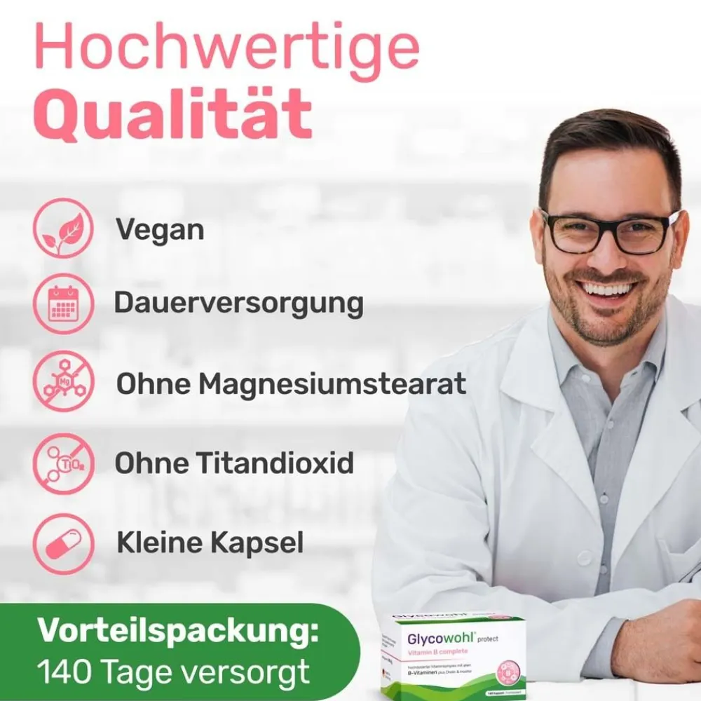 GLYCOWOHL Vitamin B complete mit allen B-Vitaminen + Inositol| Outlet