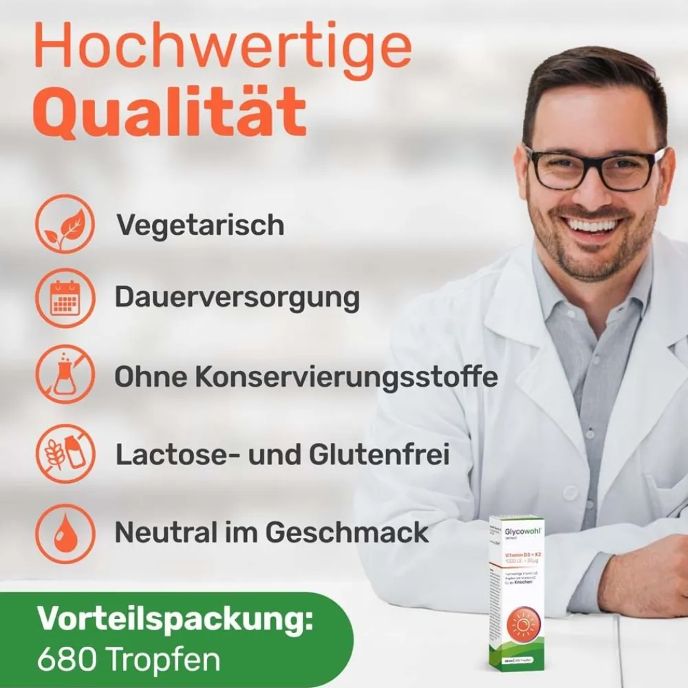 GLYCOWOHL Vitamin D3 1000 I.E. + K2 30 µg für die Knochen> Online
