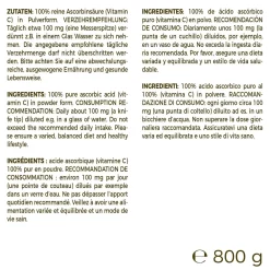 Vitamin C Pulver 800g, reine Ascorbinsäure|GREATVITA