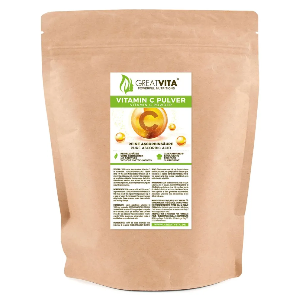 Vitamin C Pulver 800g, reine Ascorbinsäure|GREATVITA