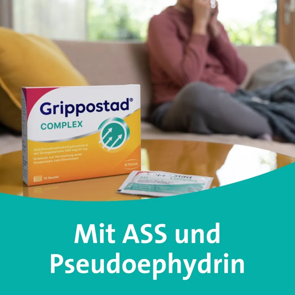 ® Complex ASS/Pseudoephedrin bei Schnupfen und erkältungsbedeingten Schmerzen und Fieber|Grippostad New