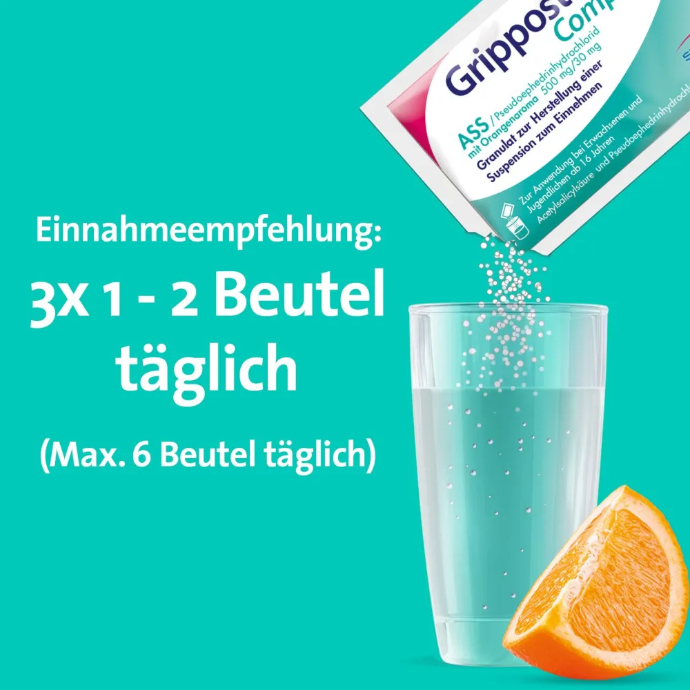 ® Complex ASS/Pseudoephedrin bei Schnupfen und erkältungsbedeingten Schmerzen und Fieber|Grippostad New