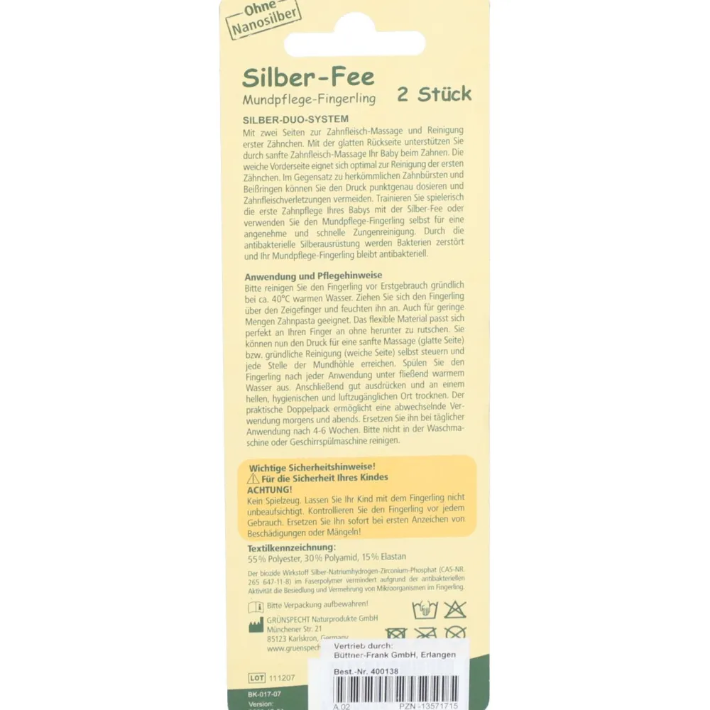 Grünspecht - Mundpflege-Fingerling Silber-Fee>GRÜNSPECHT Best