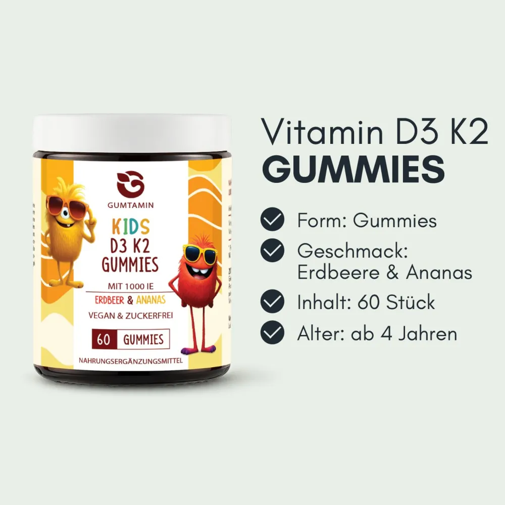 Gumtamin Vitamin D3 K2 Gummibärchen für Kinder| Clearance
