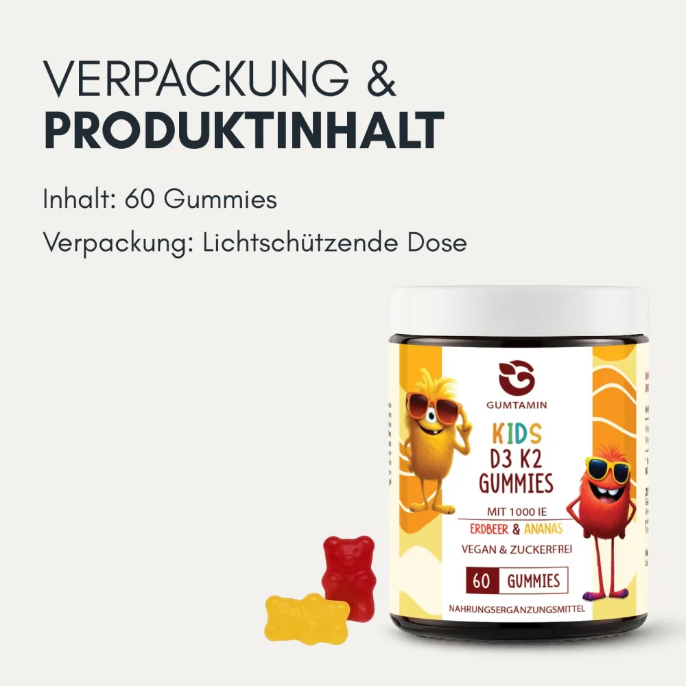 Gumtamin Vitamin D3 K2 Gummibärchen für Kinder| Clearance
