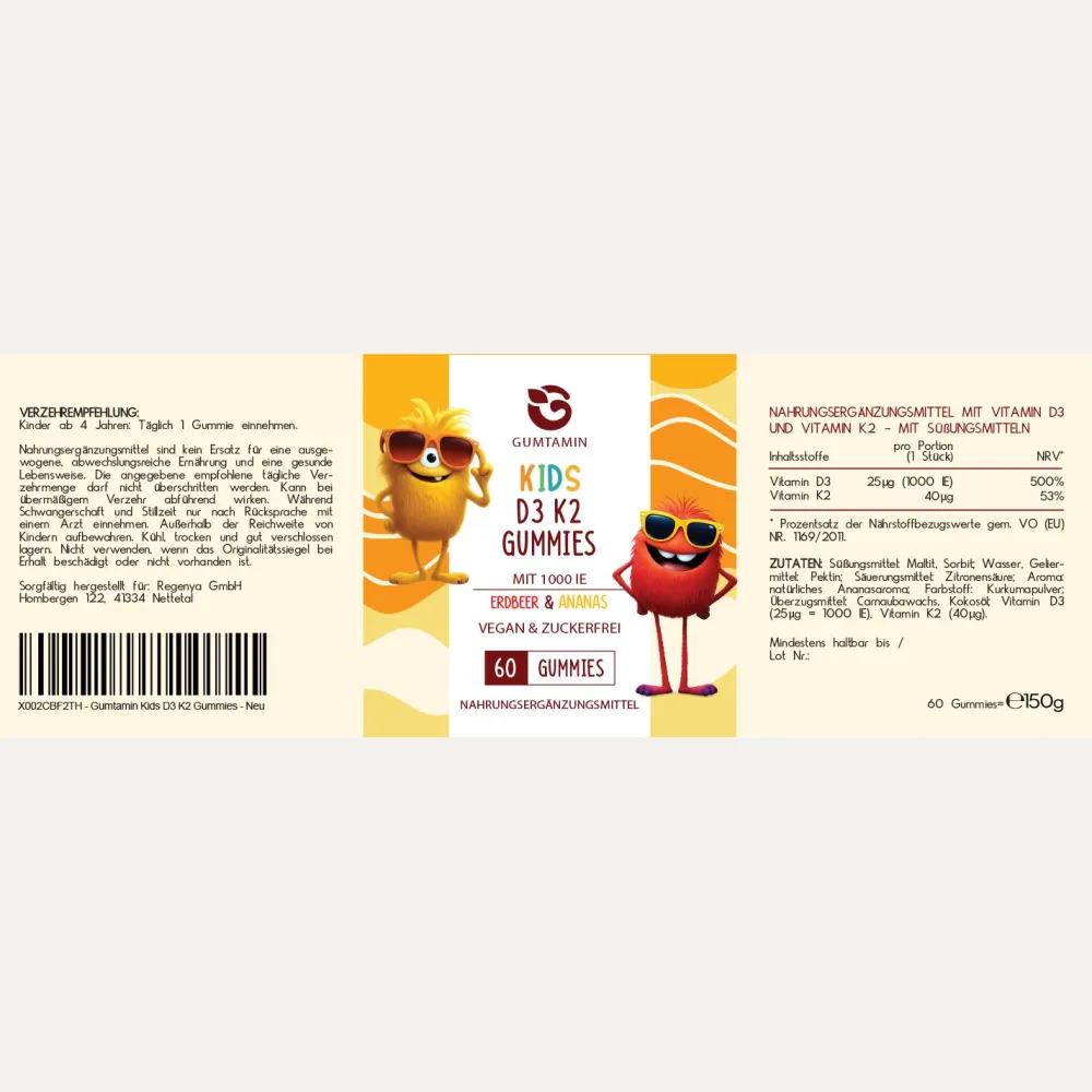 Gumtamin Vitamin D3 K2 Gummibärchen für Kinder| Clearance