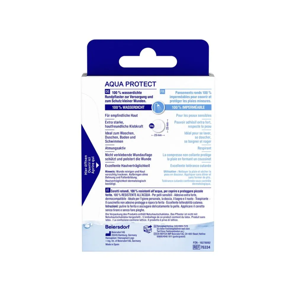 Aqua Protect Rundpflaster | Wundpflaster | Für empfindliche Haut | 100 % wasserdicht | Pflaster zum Schwimmen & Baden | Extra starke Klebkraft | Nicht verklebende Wundauflage | Flexible & atmungsaktiv