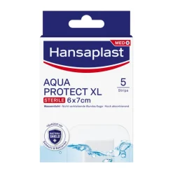 Aqua Protect XL Wundpflaster | Großes steriles Pflaster | 100 % wasserdichter Verband | Für große Wunden & postoperative Wunden | Blockiert 99 % der Bakterien | 6 x 7 cm | 5 Pflaster - Jetzt 20% mit dem Code hp20 sparen|Hansaplast New