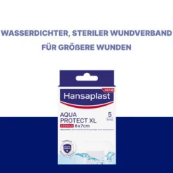 Aqua Protect XL Wundpflaster | Großes steriles Pflaster | 100 % wasserdichter Verband | Für große Wunden & postoperative Wunden | Blockiert 99 % der Bakterien | 6 x 7 cm | 5 Pflaster - Jetzt 20% mit dem Code hp20 sparen|Hansaplast New