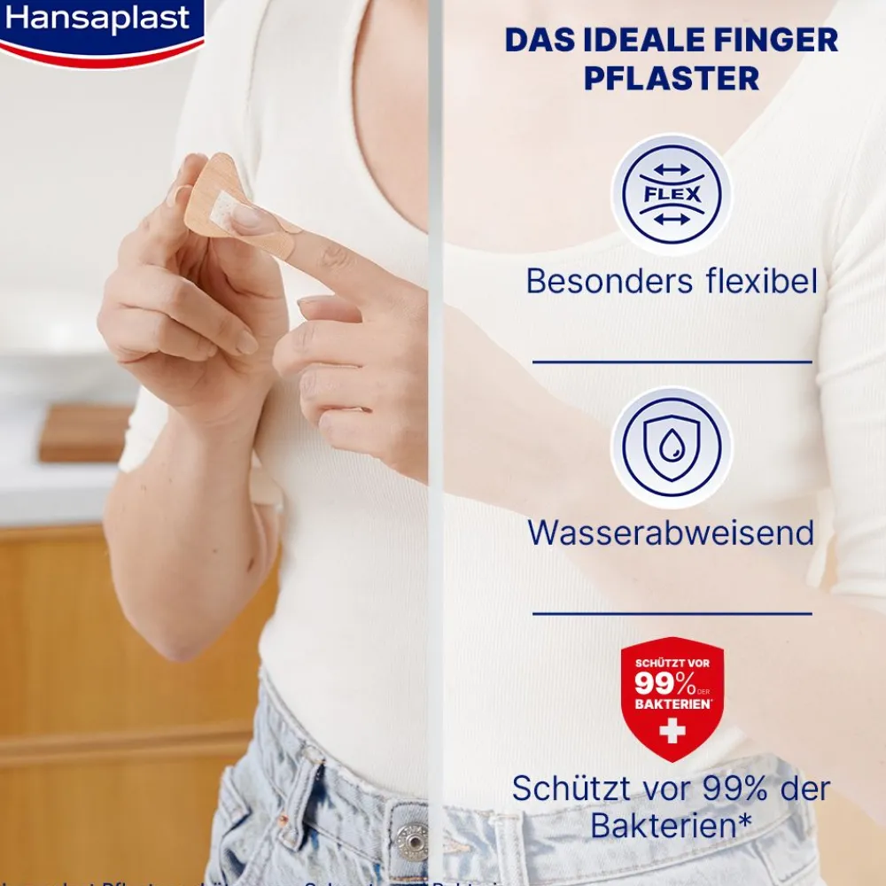 Fingerstrips Pflaster | Fingerpflaster | Besonders flexibler Wundschutz | Wasserabweisendes Pflaster | Schützt vor 99 % der Bakterien | 10 Stück - Jetzt 20% mit dem Code hp20 sparen|Hansaplast New