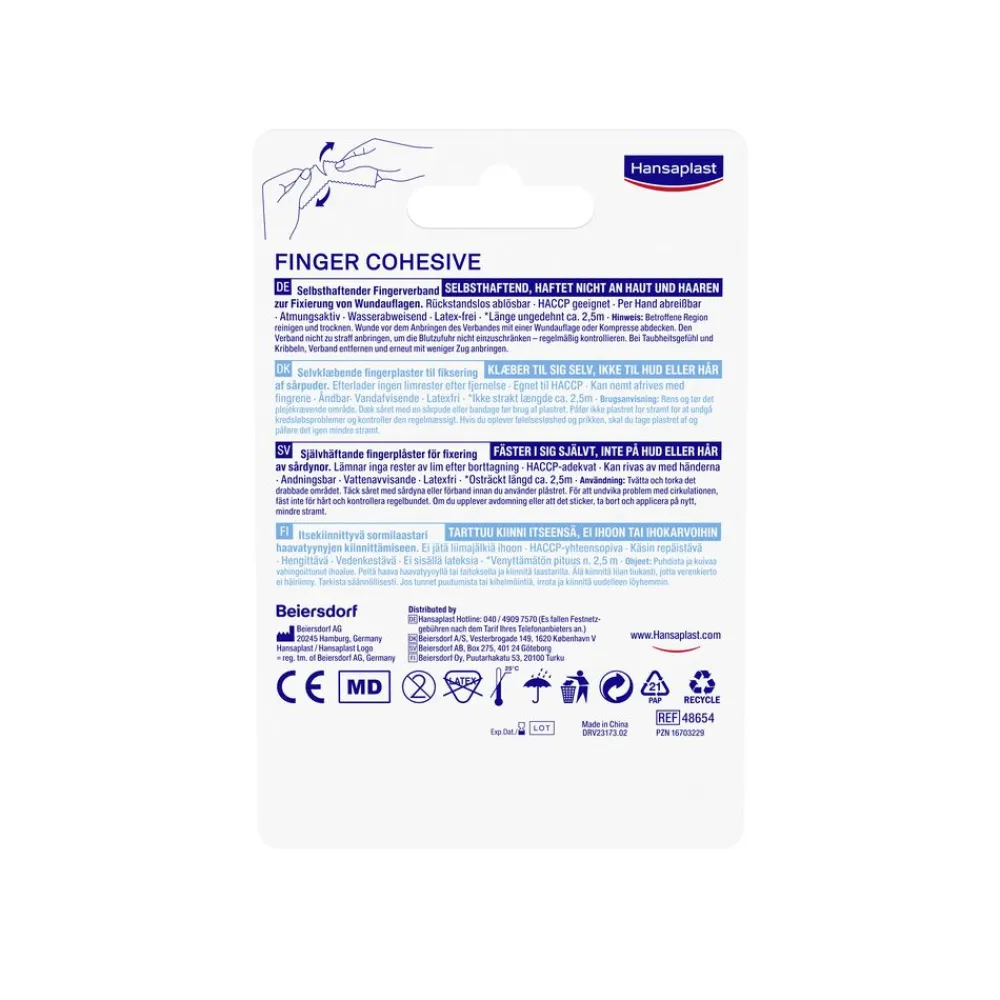 Fingerverband | Selbsthaftender Verband | Fixiert Wundauflagen | 5 m x 2,5 cm - Jetzt 20% mit dem Code hp20 sparen|Hansaplast Online
