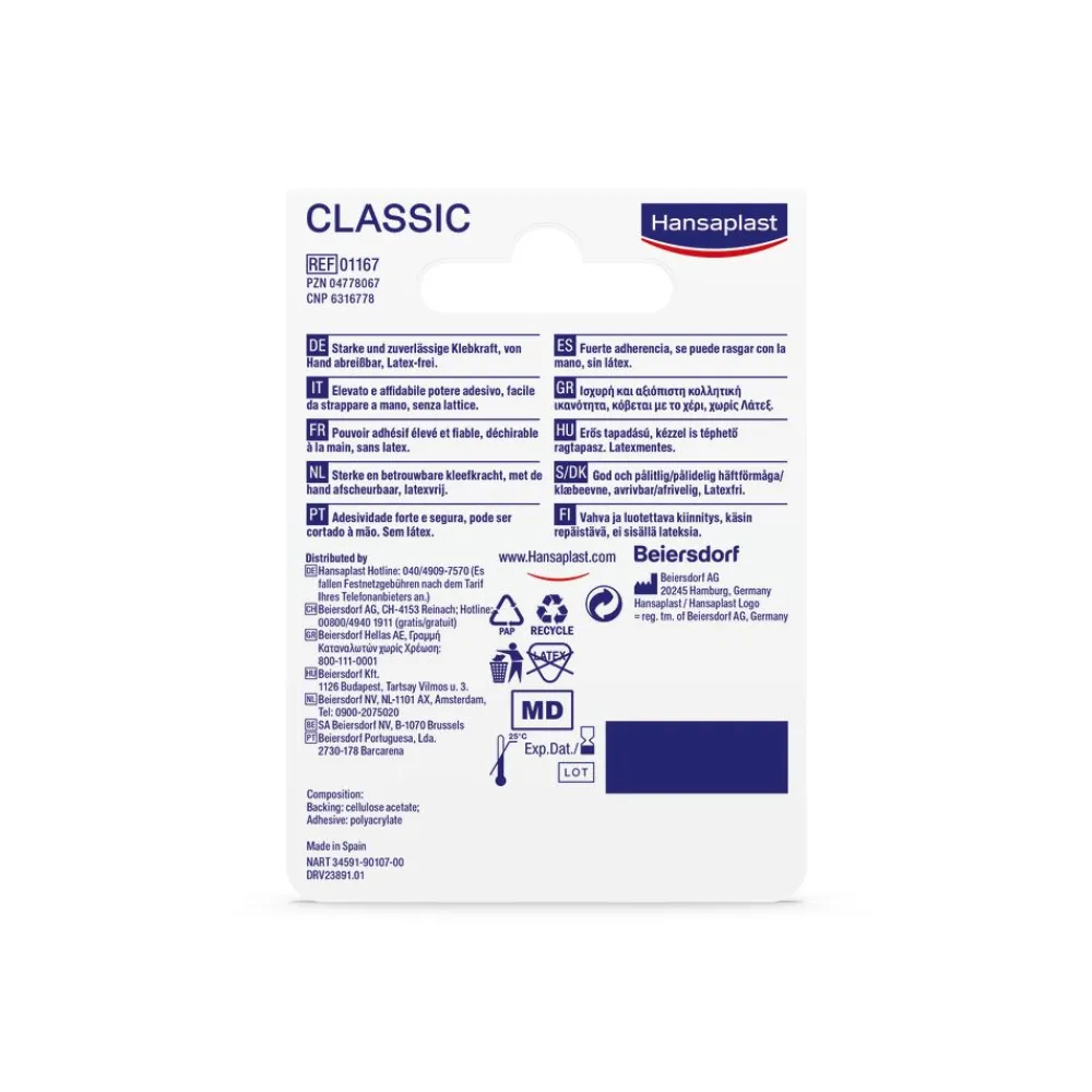 Fixierpflaster Classic | Starker Halt | Von Hand reißbar | Zur Fixierung von Wundauflagen | 5 m x 1,25 cm - Jetzt 20% mit dem Code hp20 sparen|Hansaplast New